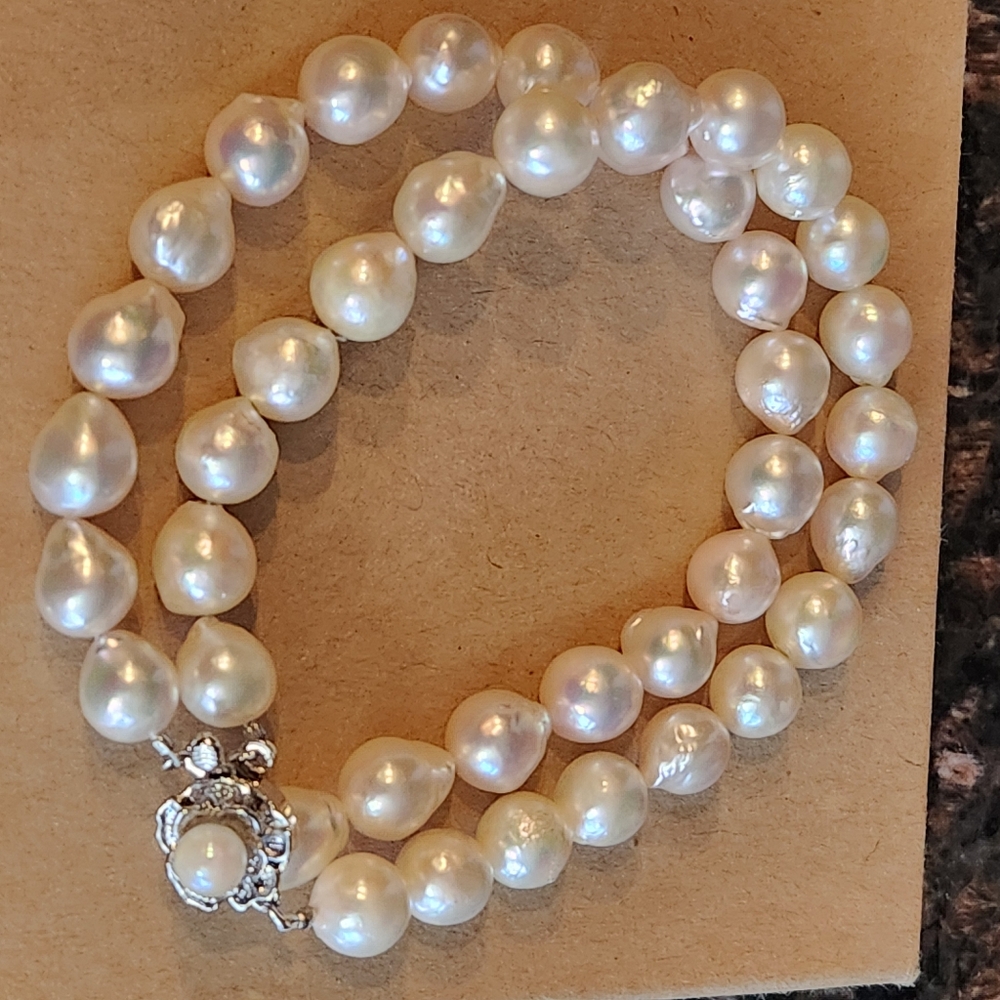 Vintage Genuine Pearl Bracelet Sterling Clasp